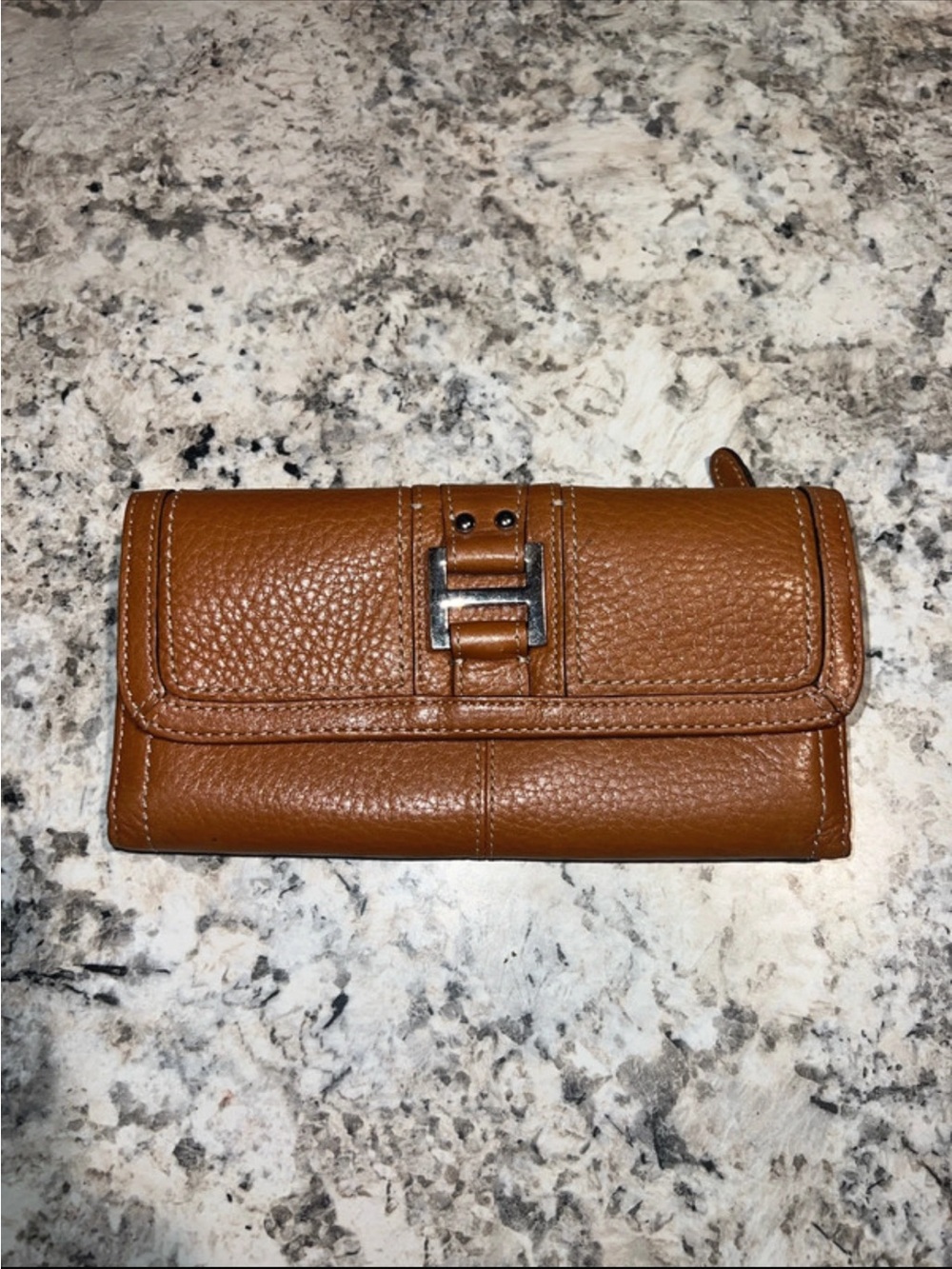 Fossil Pebbled Leather Wallet in Cognac